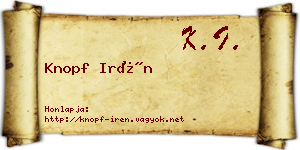 Knopf Irén névjegykártya